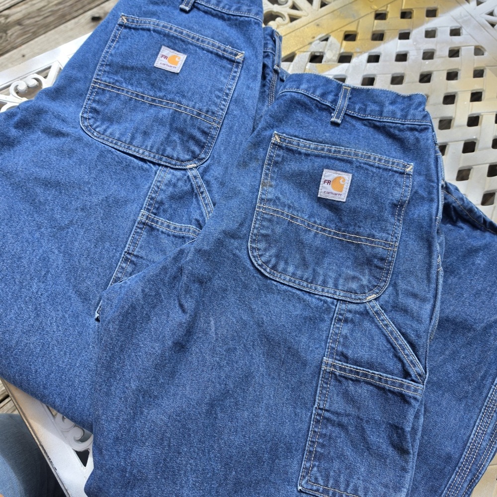 Carhartt FR Jeans Mens 34x30 Carpenter Pants Fire Resistant 2112 CAT 2 FRB13-DNM